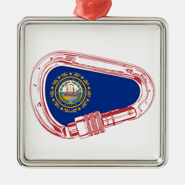 New Hampshire Flag Klettersteig Carabiner Silbernes Ornament (Vorne)