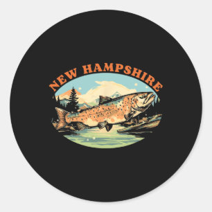 New Hampshire Forelle Fly-Fischen Angler Kunst Runder Aufkleber