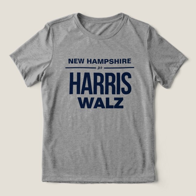 New Hampshire für Harris Walz Tri-Blend Shirt (Design Vorderseite)