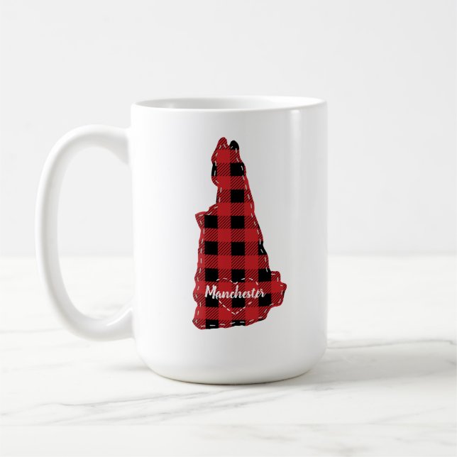 New Hampshire Heimat Staat Kariert Weihnachten Kaffeetasse (Links)