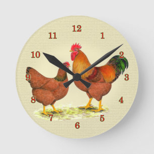 New Hampshire-Huhn-Uhr Runde Wanduhr