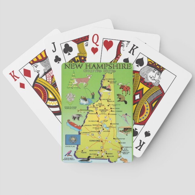New Hampshire illustrierte Map Spielkarten (Rückseite)