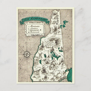 New Hampshire Landkarte Postkarte