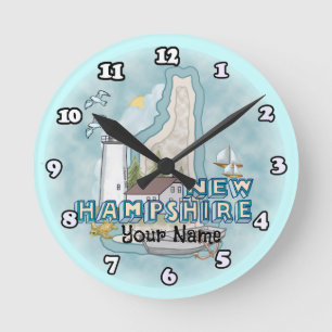 New Hampshire Leuchtturm-Uhr Runde Wanduhr