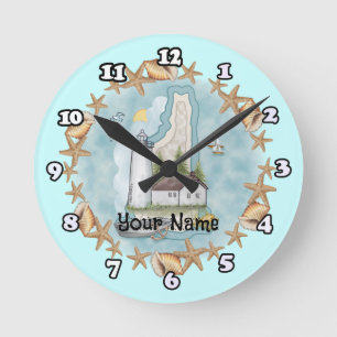New Hampshire Leuchtturm-Uhr Runde Wanduhr