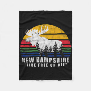 New Hampshire Live Or Die Vintage Elchwald Fleecedecke