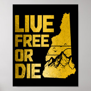 New Hampshire Live or Die Vintage Mountains Stolz Poster