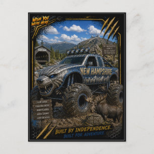 New Hampshire Monster Truck Gelände Kunst Postkarte