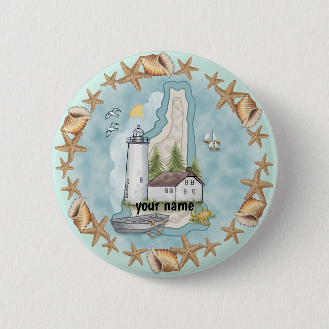 New Hampshire Muscheln Lighthouse Button (Vorderseite)