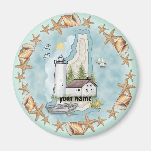 New Hampshire Muscheln Lighthouse Magnet (Vorne)