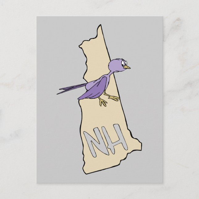 New Hampshire NH Map mit lustigen Lila Finish Postkarte (Vorderseite)