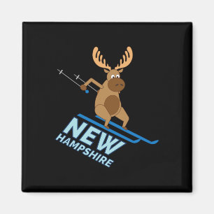 New Hampshire Nh Skifahren Elch Winter T-Shirt Magnet
