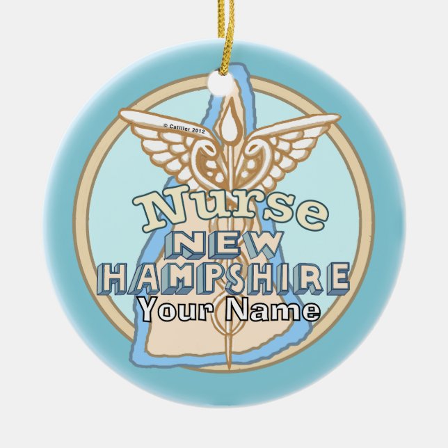 New Hampshire Nurse Caduceus Keramik Ornament (Vorne)