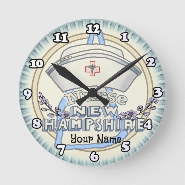 New Hampshire Nurse Runde Wanduhr (Vorderseite)