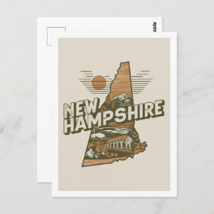 New Hampshire Retro Travel Design Iconic US-Staate Postkarte