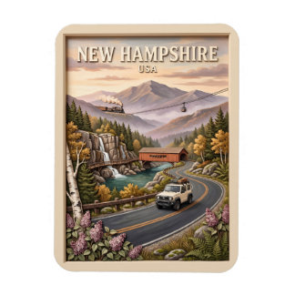 New Hampshire Roadtrip - Vintage Berglandschaft Magnet
