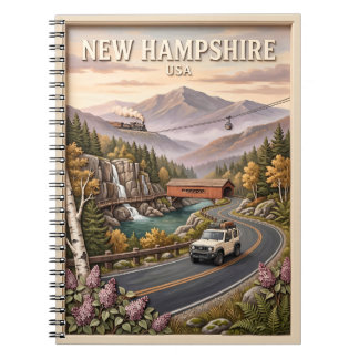 New Hampshire Roadtrip - Vintage Berglandschaft Notizblock