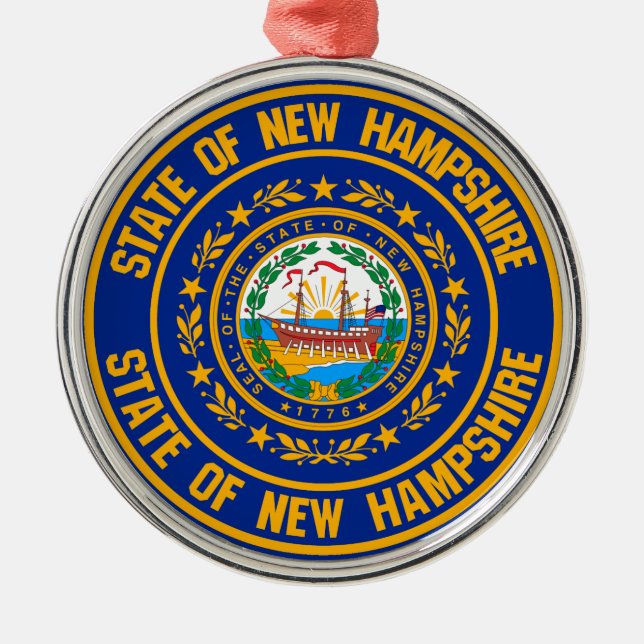 New Hampshire Round Emblem Ornament Aus Metall (Vorne)