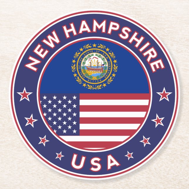 New Hampshire Runder Pappuntersetzer (Vorderseite)