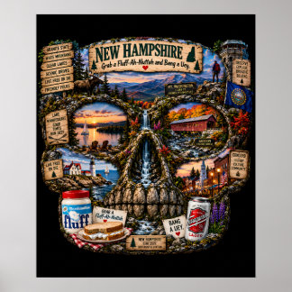 New Hampshire Schädel Kunst Druck | State of Mind Poster