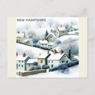New Hampshire Schnee-Winterdorf-Illustration Postkarte