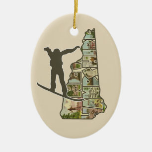 New Hampshire-Snowboarder Weihnachtsbaumverzierung Keramik Ornament