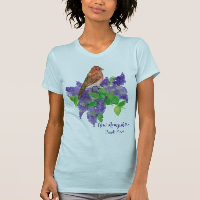 New Hampshire Staat Bird Lila Finish T-Shirt (Vorderseite)