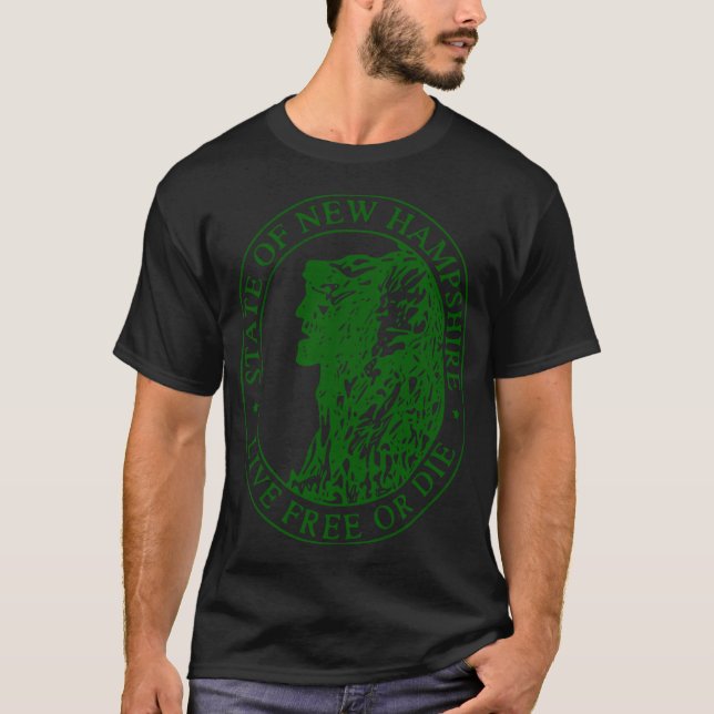 New Hampshire Staat Emblem - Live Free oder Die T-Shirt (Vorderseite)