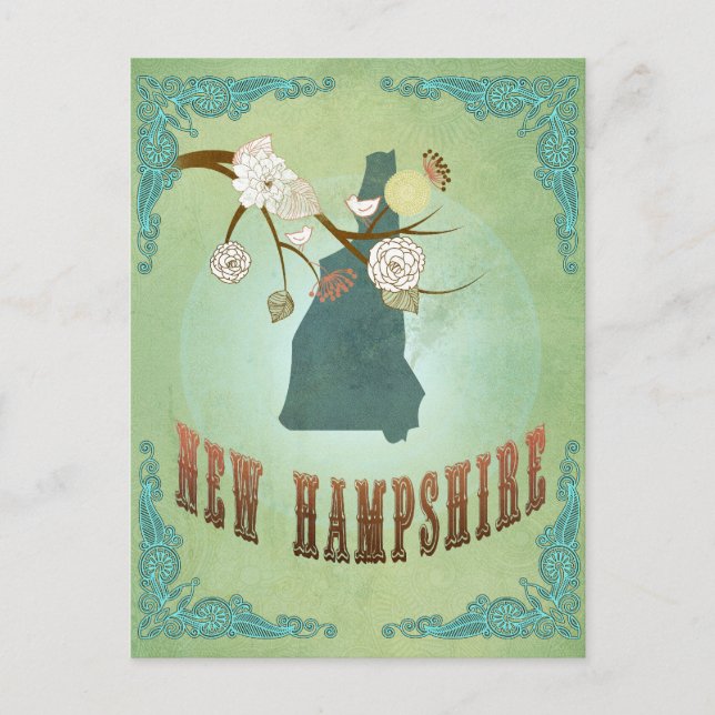 New Hampshire Staat Map - Green Postkarte (Vorderseite)