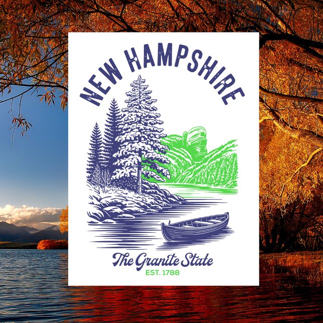 New Hampshire The Granite State Est. 1788 Lakeside Postkarte (New Hampshire)