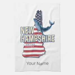 New Hampshire United Staaten Retro Staat Map Geschirrtuch