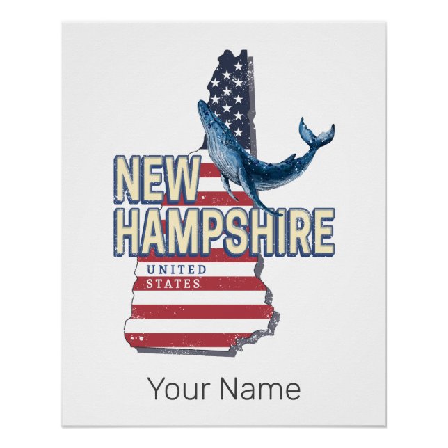 New Hampshire United Staaten Retro Staat Map Poster (Vorderseite)