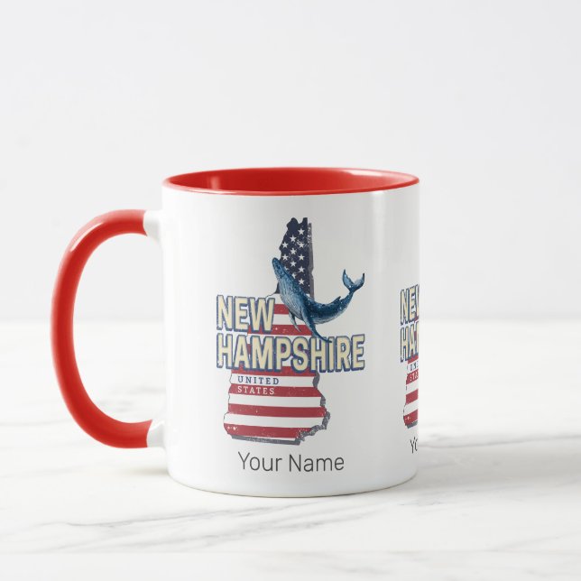 New Hampshire United Staaten Retro Staat Map Tasse (Links)