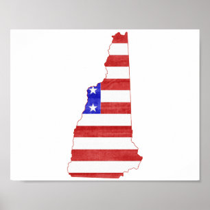 New Hampshire USA flagge Silhouette Staat Map Poster