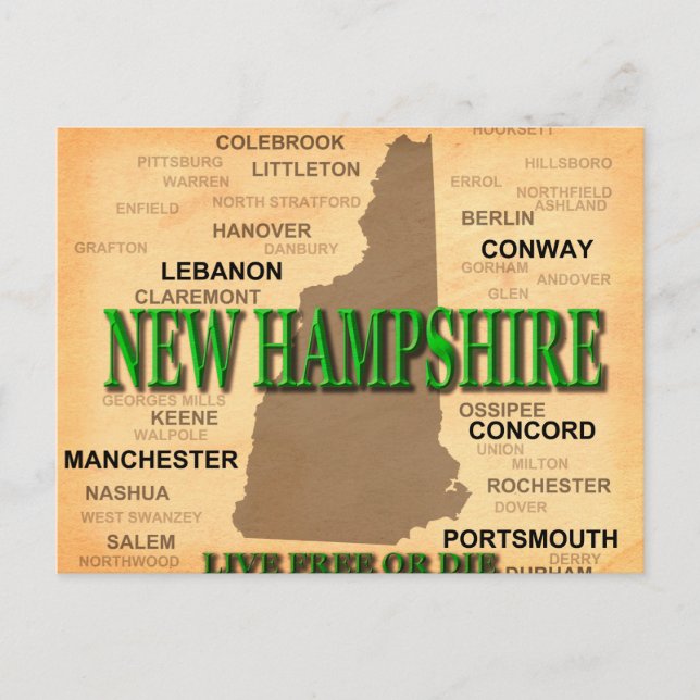 New Hampshire Vintag Map Postkarte (Vorderseite)