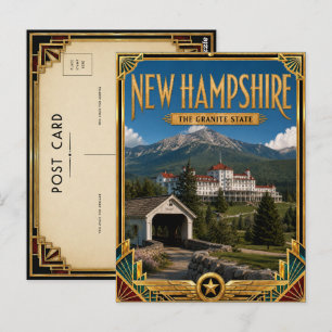 New Hampshire Vintage Art Deco Golden Age Postkarte