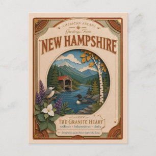 New Hampshire Vintage Paper Cut American Arcana Postkarte