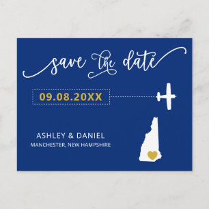 New Hampshire Wedding Save the Date Map Postcard Postkarte
