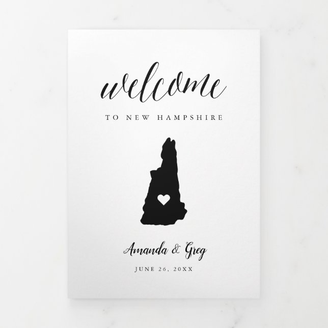 New Hampshire Wedding Welcome Letter & Itinerary Dreifach-gefaltete Programmkarte (Cover)