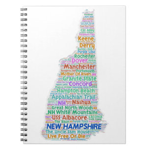 New Hampshire-Wort-Wolke Notizblock