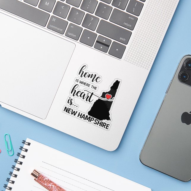 New Hampshire Zuhause ist das Herz Aufkleber (Laptop mit iPhone)