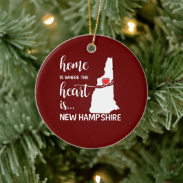 New Hampshire Zuhause ist das Herz Keramik Ornament