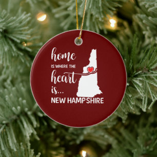 New Hampshire Zuhause ist das Herz Keramik Ornament
