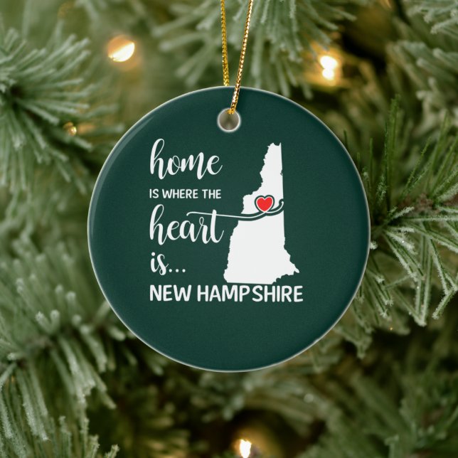 New Hampshire Zuhause ist das Herz Keramik Ornament (Baum)