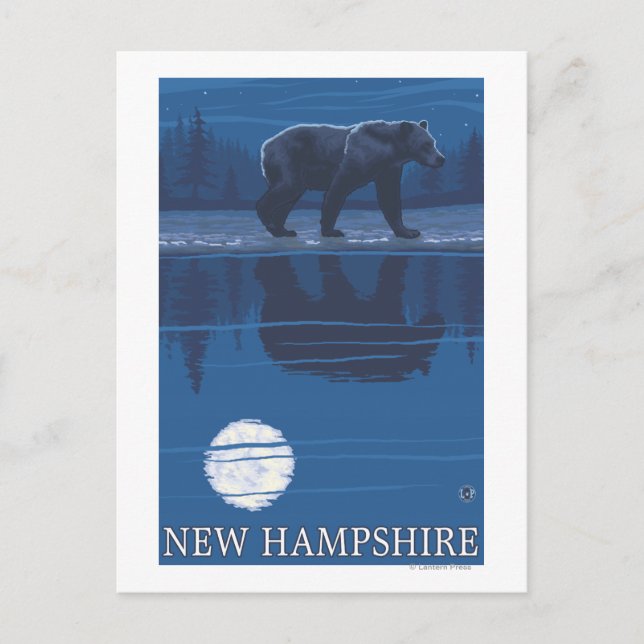 New HampshireBear im Mondschein Postkarte (Vorderseite)