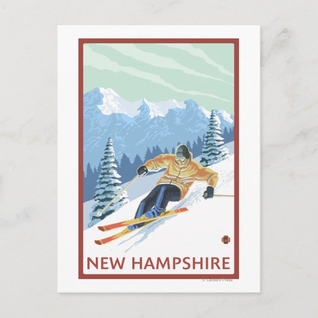 New HampshireDownhill Skier Scene Postkarte (Vorderseite)