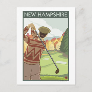 New HampshireGolfing Scene Postkarte