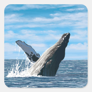 New HampshireHumpback Whale Scene Quadratischer Aufkleber