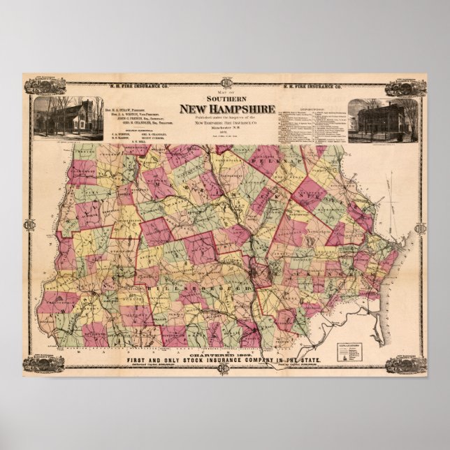 New HampshirePanoramakarteNew Hampshire Poster (Vorne)