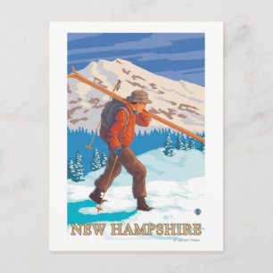 New HampshireSkier Carry Skis Postkarte